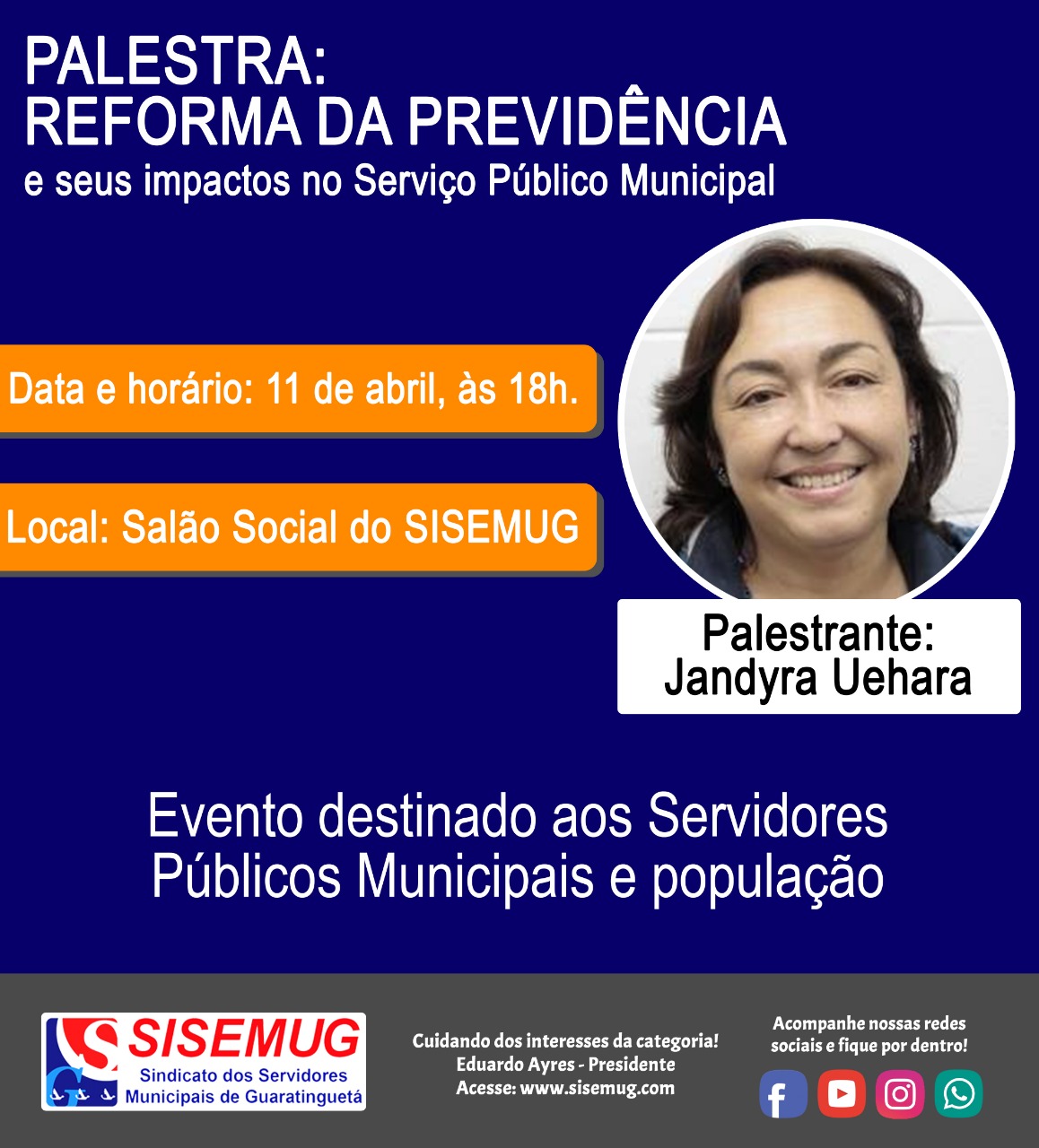 Palestra sobre reforma da previdência em Guaratinguetá