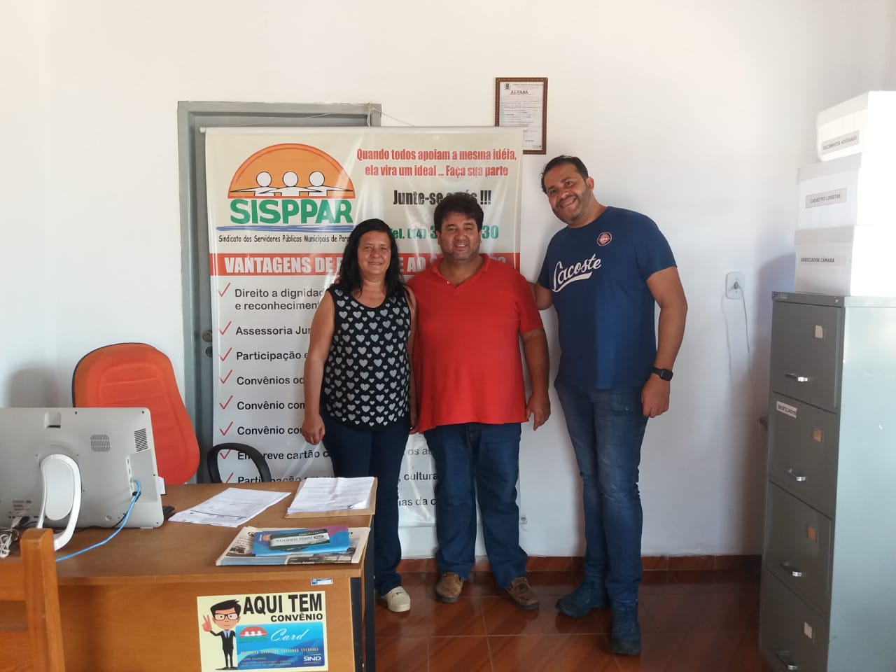 Presidente do sindicato de Itapeva recém empossada visita o coordenador da regional no sindicato de Paranapanema, ambos filiados à FESSPMESP