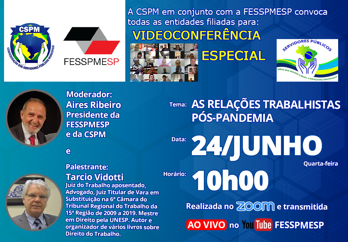 Videoconferência especial FESSPMESP com palestrante Tarcio Vidotti