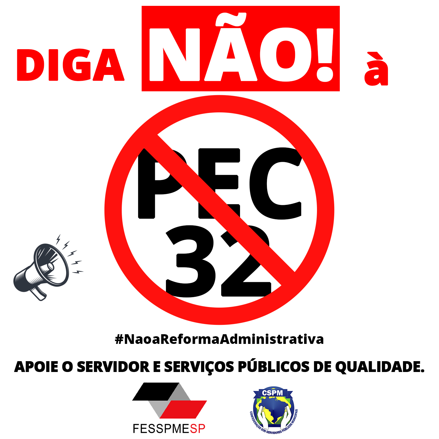 FESSPMESP lança campanha contra a PEC 32