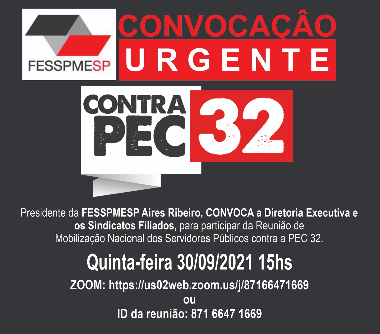 Convocação URGENTE: Reunião de mobilização contra a PEC 32