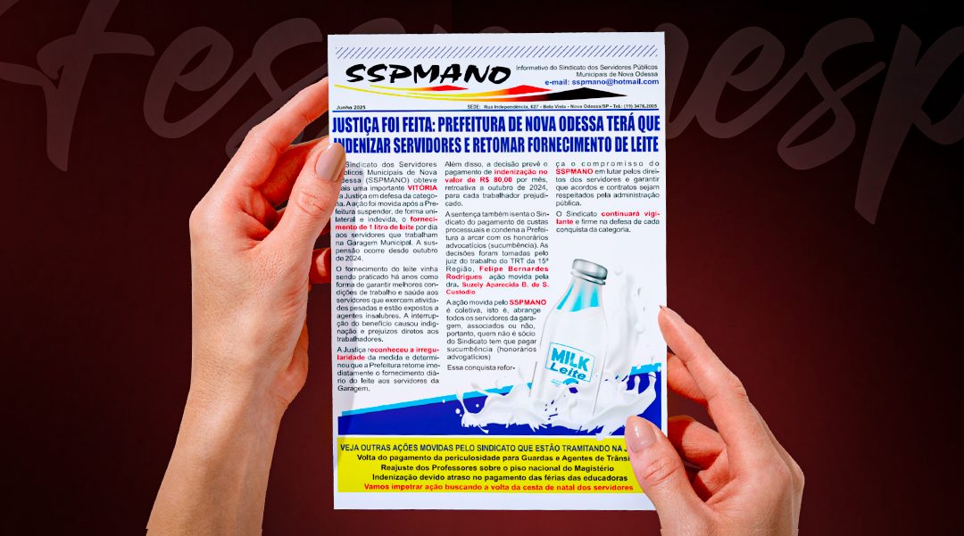 Nova Odessa | SSPMANO garante conquista na Justiça, restaura direito dos Servidores e Prefeitura é condenada